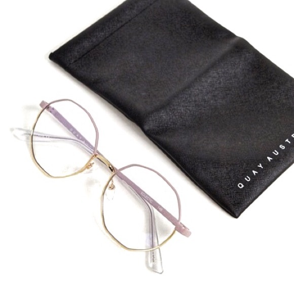 QUAY Eclectic Blue Light Glasses Pink Gold Frames - Picture 4 of 9